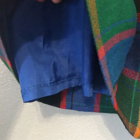 Vintage plaid skirt Women's 8 colorful rainbow acetate pleated whimsical retro - Picture 7 of 10